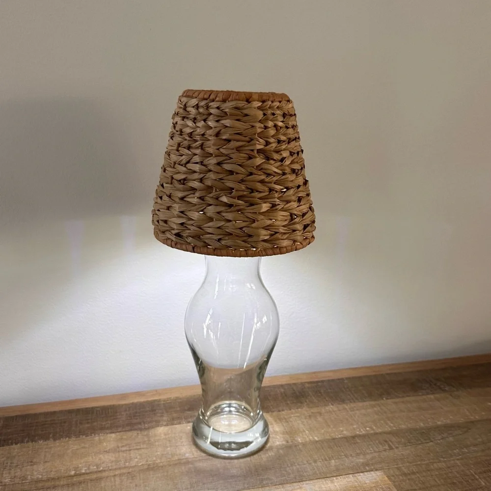 DIY Cordless Lamp Kit Basket Weaved Shade and Base Small Lampshade Table Light